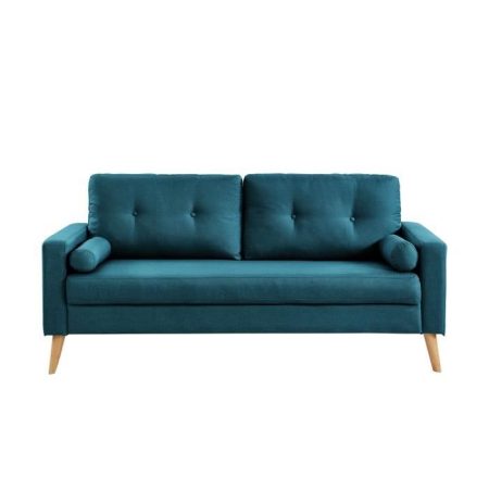 Canapé droit fixe 3 places – Tissu bleu – Scandinave – L 181 x P 86 cm