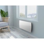 Radiateur électrique fixe à inertie sèche céramique 2000W OCEANIC Rubis – Façade verre – Blanc – NF