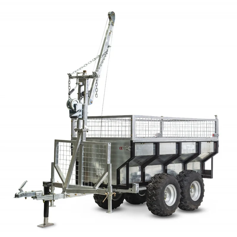 Remorque 1000 kg avec benne galvanisée et grue