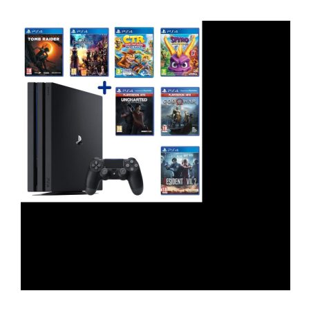 PS4 Pro 1To Noire + God of War + Uncharted + Crash Team Racing + Kingdom Hearts 3 + Resident Evil 2 + Tomb Raider + Spyro