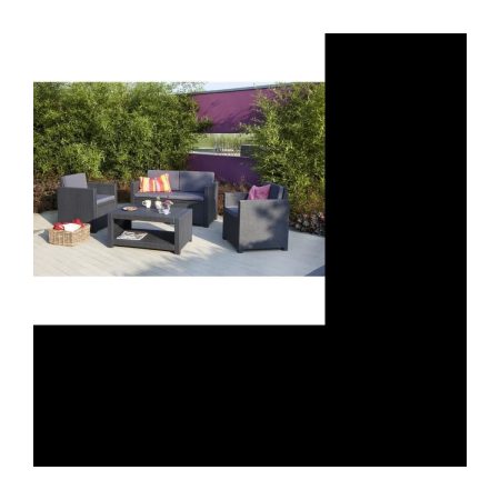 Salon de jardin en imitation résine tressée ALLIBERT 4 personnes MONACO Gris