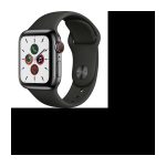 Apple Watch Series 5 Cellular 40 mm Boîtier en Acier Inoxydable Noir Sidéral avec Bracelet Sport Noir – S/M