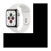 Apple Watch Series 5 Cellular 44 mm Boîtier en Acier Inoxydable avec Bracelet Sport Blanc – M/L