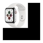 Apple Watch Series 5 Cellular 44 mm Boîtier en Acier Inoxydable avec Bracelet Sport Blanc – M/L