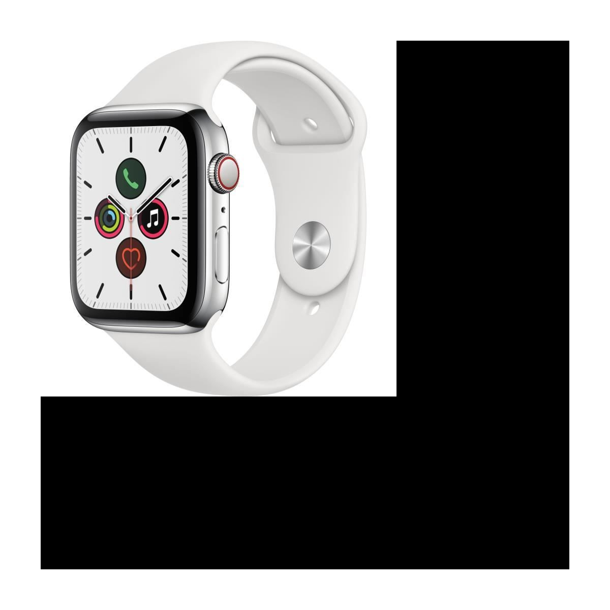 Apple Watch Series 5 Cellular 44 mm Boîtier en Acier Inoxydable avec Bracelet Sport Blanc – M/L 10 merchant fixed 4303 1780346202