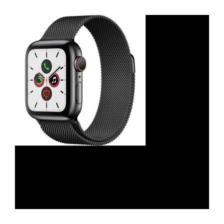 Apple Watch Series 5 Cellular 40 mm Boîtier en Acier Inoxydable Noir Sidéral avec Bracelet Milanais Noir Sidéral – S/M