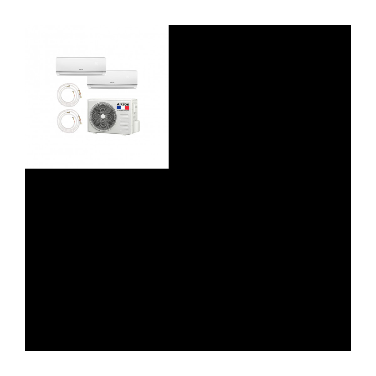 Climatiseur réversible 2500W + 3400W prêt-à-poser Bisplit Airton 1 Climatiseur réversible 2500W + 3400W prêt-à-poser Bisplit Airton