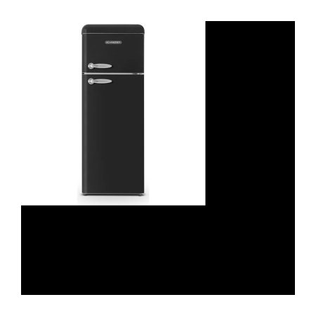 Réfrigérateur 2 portes Vintage SCHNEIDER SCDD208VB – 211L (172+39) – Froid statique – 3 clayettes verre – Noir