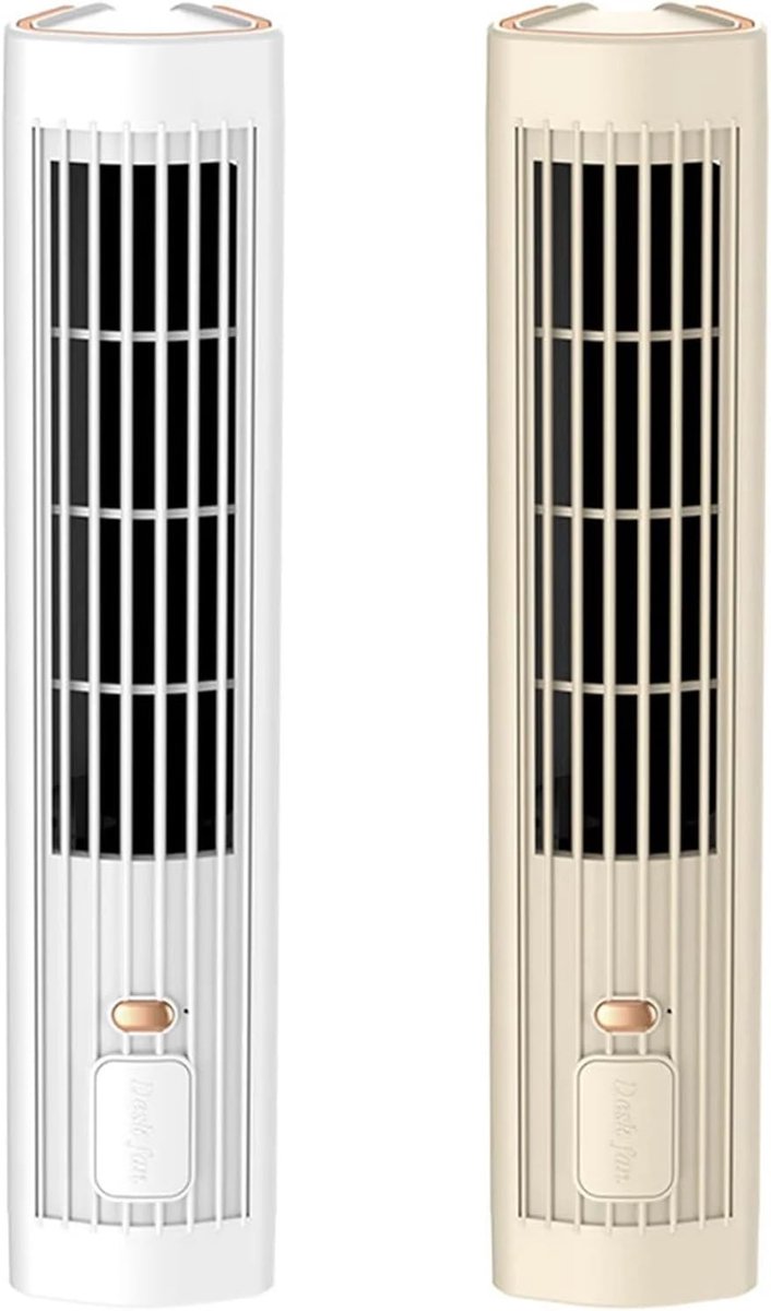 KZQ Ventilateur Tour Sans Pales Pour Chambre - Rechargeable USB Avec Batterie 3 Vitesses 1200mAh - Ventilateur Sur Pied Silencieux Mini Climatiseur Vertical Pour Salon Bureau Et Maison - Blanc